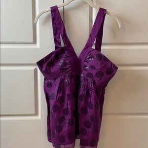 Tibi purple silk polka dot top